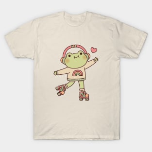 Cute Frog With Headphones And Roller Skates T-Shirt